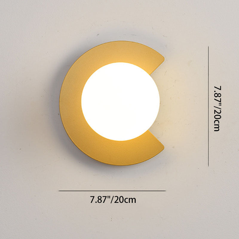 Iron Glass C-Shape Round 1-Light Wall Sconce Lamp
