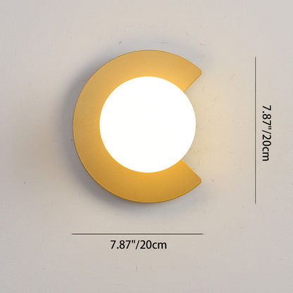 Iron Glass C-Shape Round 1-Light Wall Sconce Lamp