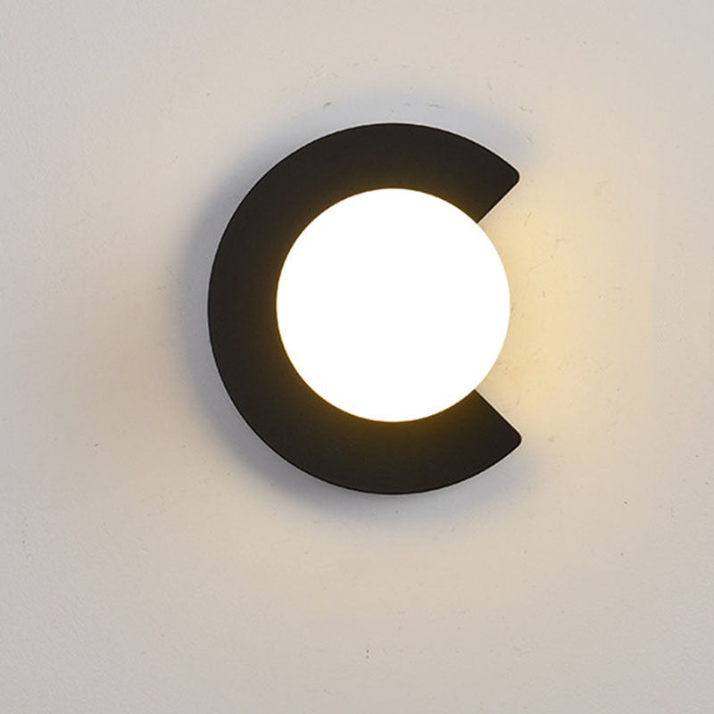 Iron Glass C-Shape Round 1-Light Wall Sconce Lamp