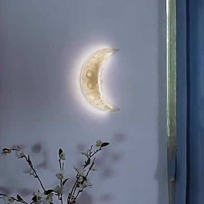 Art Deco Resin Stainless Steel Moon LED Wall Sconce Lamp