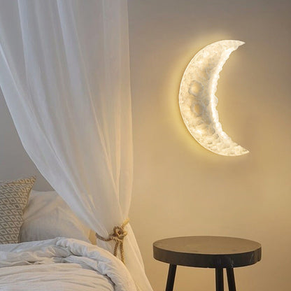 Art Deco Resin Stainless Steel Moon LED Wall Sconce Lamp