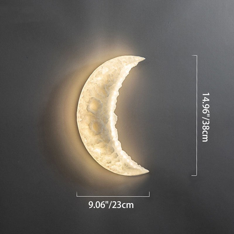 Art Deco Resin Stainless Steel Moon LED Wall Sconce Lamp