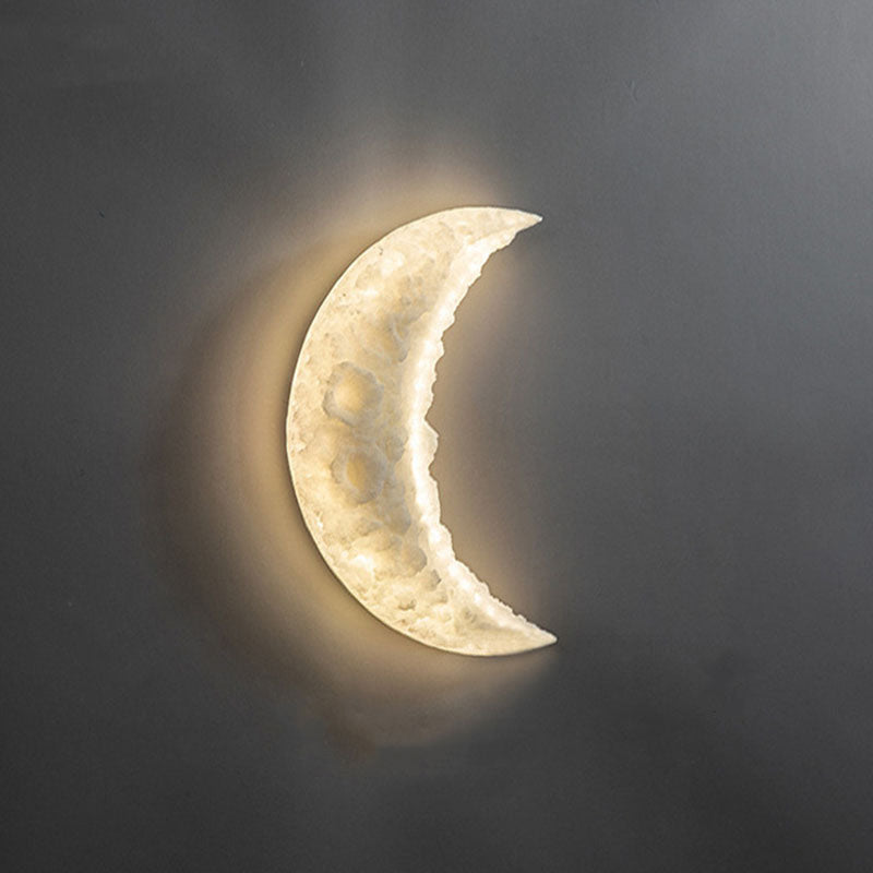Art Deco Resin Stainless Steel Moon LED Wall Sconce Lamp
