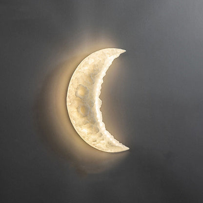 Art Deco Resin Stainless Steel Moon LED Wall Sconce Lamp