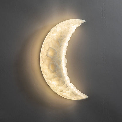 Art Deco Resin Stainless Steel Moon LED Wall Sconce Lamp