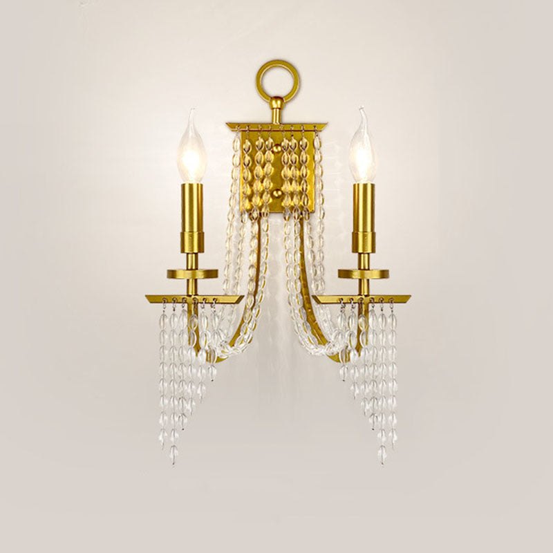 Luxury Iron Crystal Candle 1/2 Light Wall Sconce Lamp