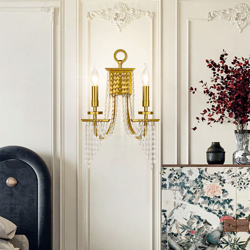 Luxury Iron Crystal Candle 1/2 Light Wall Sconce Lamp