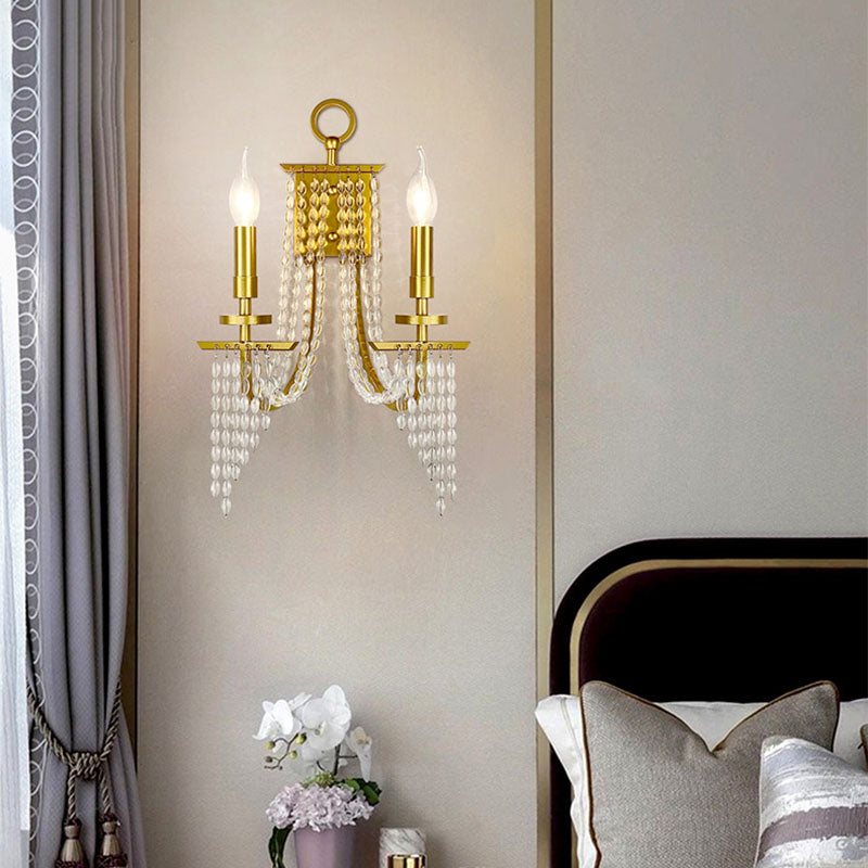Luxury Iron Crystal Candle 1/2 Light Wall Sconce Lamp