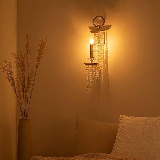 Luxury Iron Crystal Candle 1/2 Light Wall Sconce Lamp