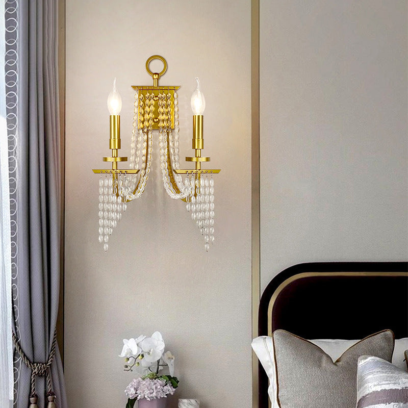 Luxury Iron Crystal Candle 1/2 Light Wall Sconce Lamp