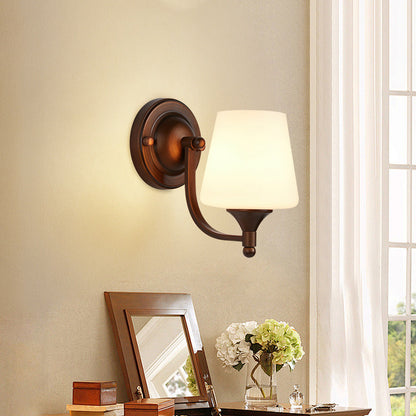 Retro Iron Glass Lantern Flower 1-Light Wall Sconce Lamp