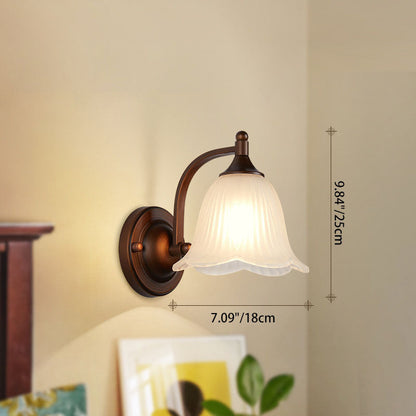 Retro Iron Glass Lantern Flower 1-Light Wall Sconce Lamp