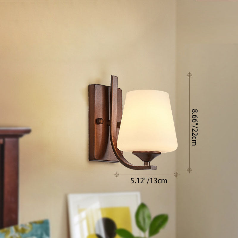 Retro Iron Glass Lantern Flower 1-Light Wall Sconce Lamp