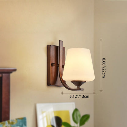 Retro Iron Glass Lantern Flower 1-Light Wall Sconce Lamp
