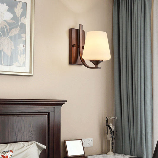 Retro Iron Glass Lantern Flower 1-Light Wall Sconce Lamp
