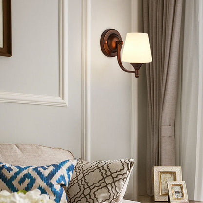 Retro Iron Glass Lantern Flower 1-Light Wall Sconce Lamp