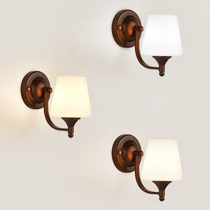 Retro Iron Glass Lantern Flower 1-Light Wall Sconce Lamp