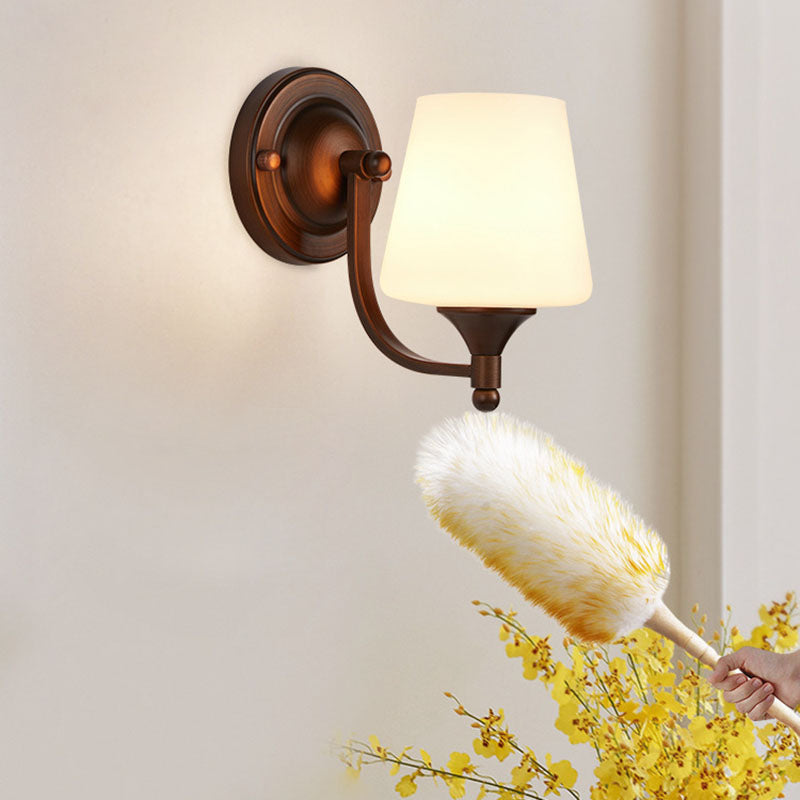 Retro Iron Glass Lantern Flower 1-Light Wall Sconce Lamp