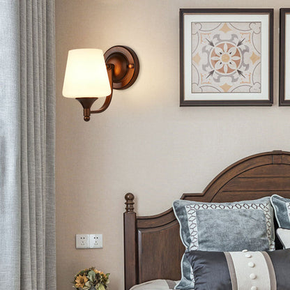 Retro Iron Glass Lantern Flower 1-Light Wall Sconce Lamp