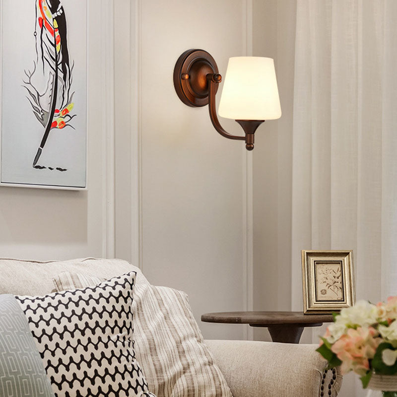 Retro Iron Glass Lantern Flower 1-Light Wall Sconce Lamp