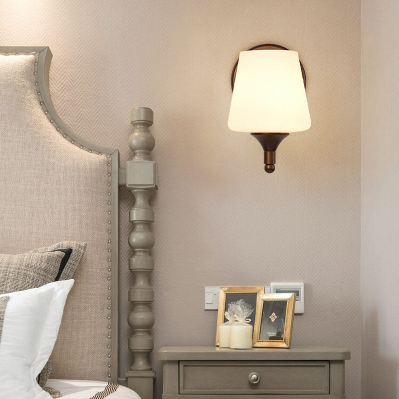 Retro Iron Glass Lantern Flower 1-Light Wall Sconce Lamp