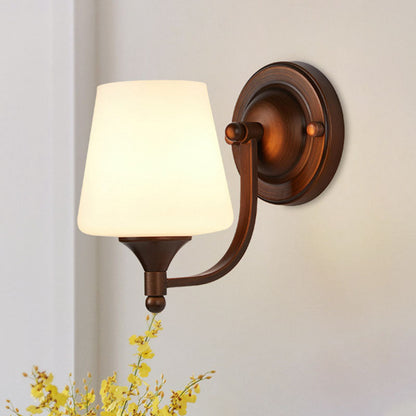 Retro Iron Glass Lantern Flower 1-Light Wall Sconce Lamp