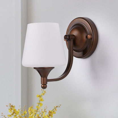Retro Iron Glass Lantern Flower 1-Light Wall Sconce Lamp