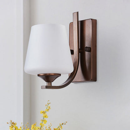 Retro Iron Glass Lantern Flower 1-Light Wall Sconce Lamp