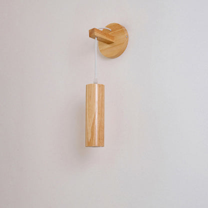 Modern Minimalist Oak Glass Cylinder LED Wall Sconce Lamp