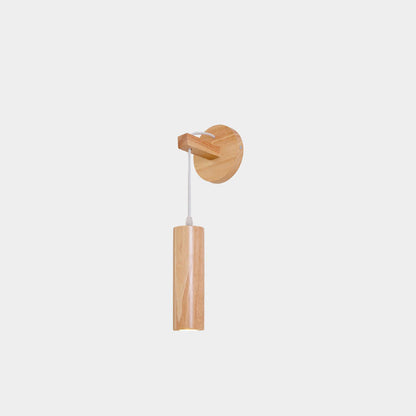 Modern Minimalist Oak Glass Cylinder LED Wall Sconce Lamp