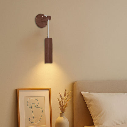 Modern Minimalist Oak Glass Cylinder LED Wall Sconce Lamp