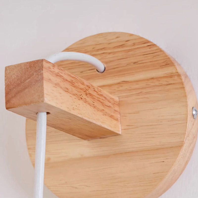 Modern Minimalist Oak Glass Cylinder LED Wall Sconce Lamp