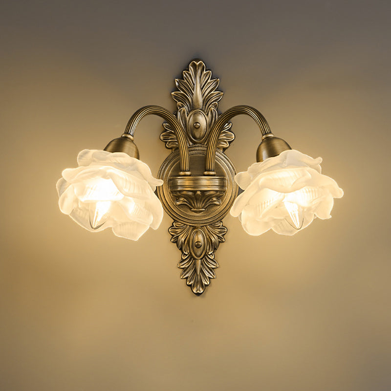 Luxury Copper Glass Flower 1/2 Light Wall Sconce Lamp