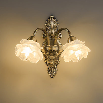 Luxury Copper Glass Flower 1/2 Light Wall Sconce Lamp