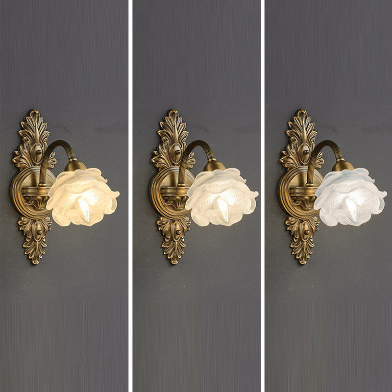 Luxury Copper Glass Flower 1/2 Light Wall Sconce Lamp