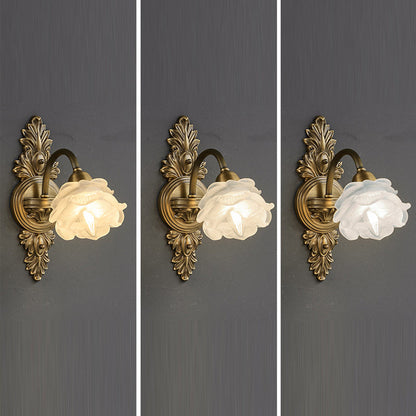 Luxury Copper Glass Flower 1/2 Light Wall Sconce Lamp