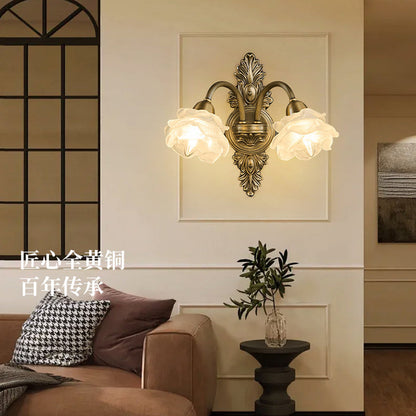 Luxury Copper Glass Flower 1/2 Light Wall Sconce Lamp
