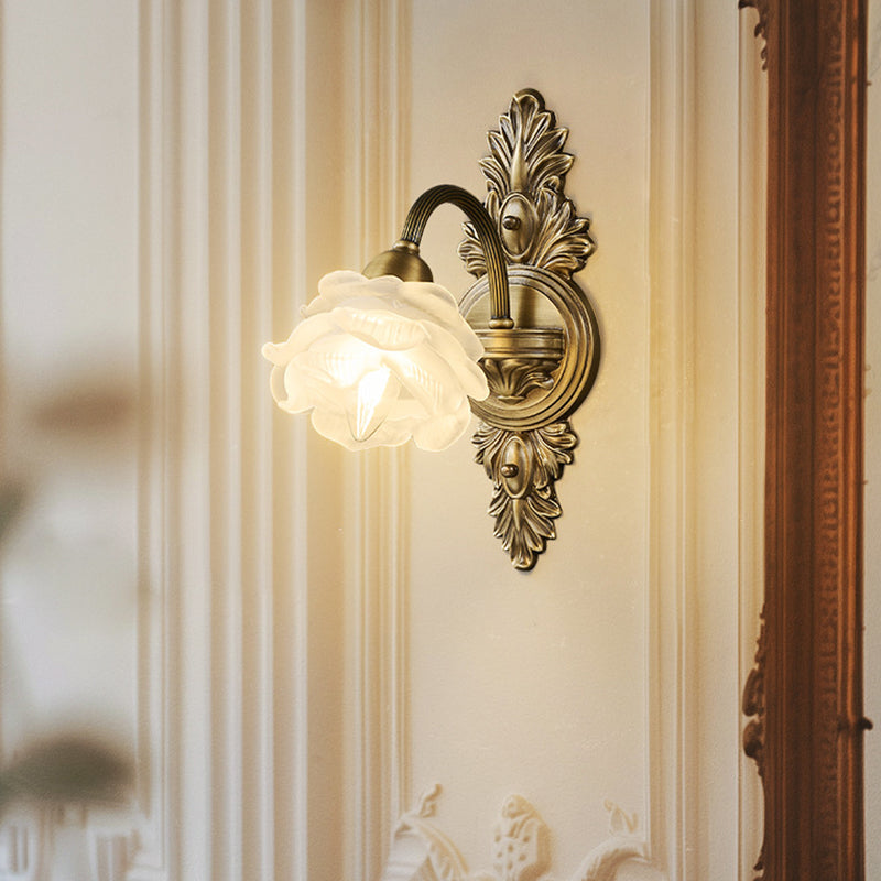 Luxury Copper Glass Flower 1/2 Light Wall Sconce Lamp