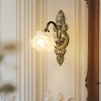 Luxury Copper Glass Flower 1/2 Light Wall Sconce Lamp