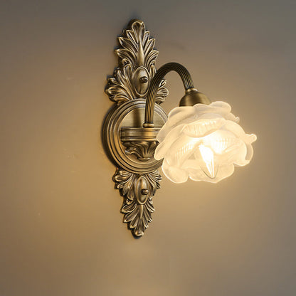 Luxury Copper Glass Flower 1/2 Light Wall Sconce Lamp