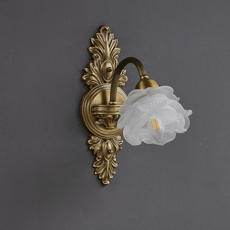 Luxury Copper Glass Flower 1/2 Light Wall Sconce Lamp