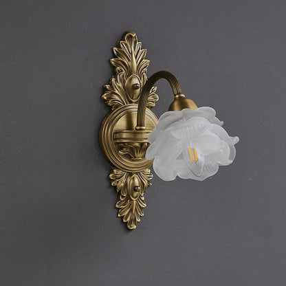 Luxury Copper Glass Flower 1/2 Light Wall Sconce Lamp