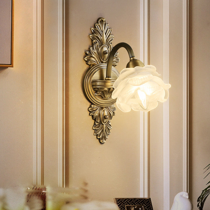 Luxury Copper Glass Flower 1/2 Light Wall Sconce Lamp