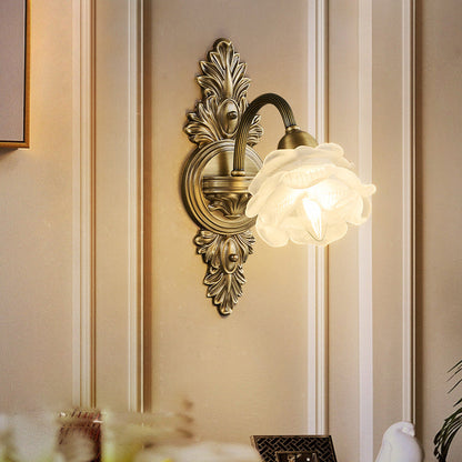 Luxury Copper Glass Flower 1/2 Light Wall Sconce Lamp