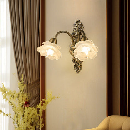 Luxury Copper Glass Flower 1/2 Light Wall Sconce Lamp