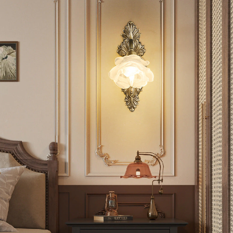 Luxury Copper Glass Flower 1/2 Light Wall Sconce Lamp