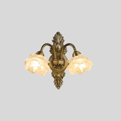 Luxury Copper Glass Flower 1/2 Light Wall Sconce Lamp