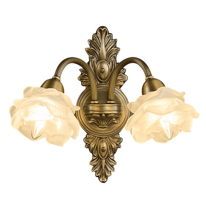 Luxury Copper Glass Flower 1/2 Light Wall Sconce Lamp