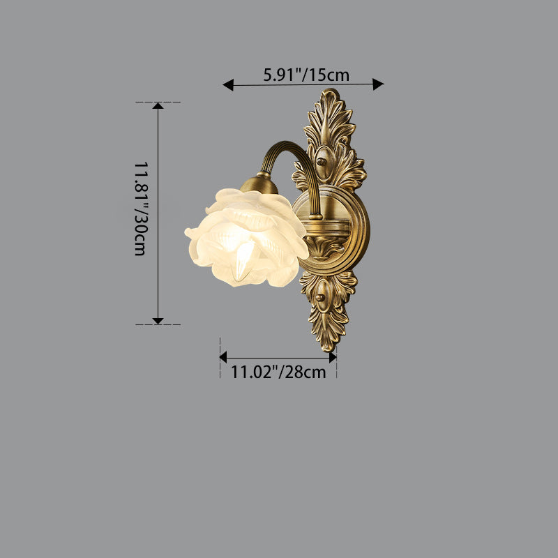 Luxury Copper Glass Flower 1/2 Light Wall Sconce Lamp
