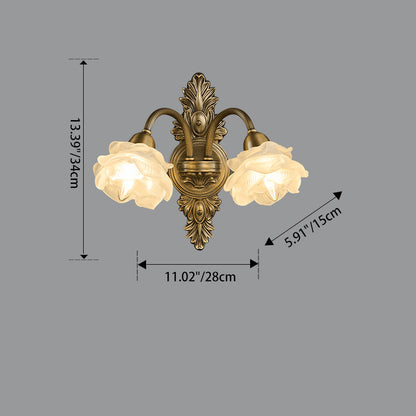 Luxury Copper Glass Flower 1/2 Light Wall Sconce Lamp